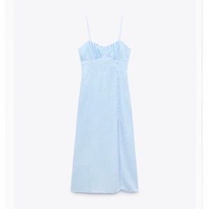 NWT Animal Print Corset Dress Light Blue